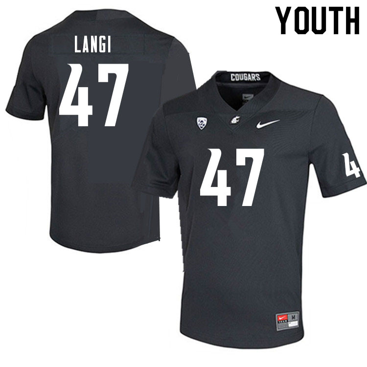 Youth #47 Lolani Langi Washington State Cougars College Football Jerseys Sale-Charcoal